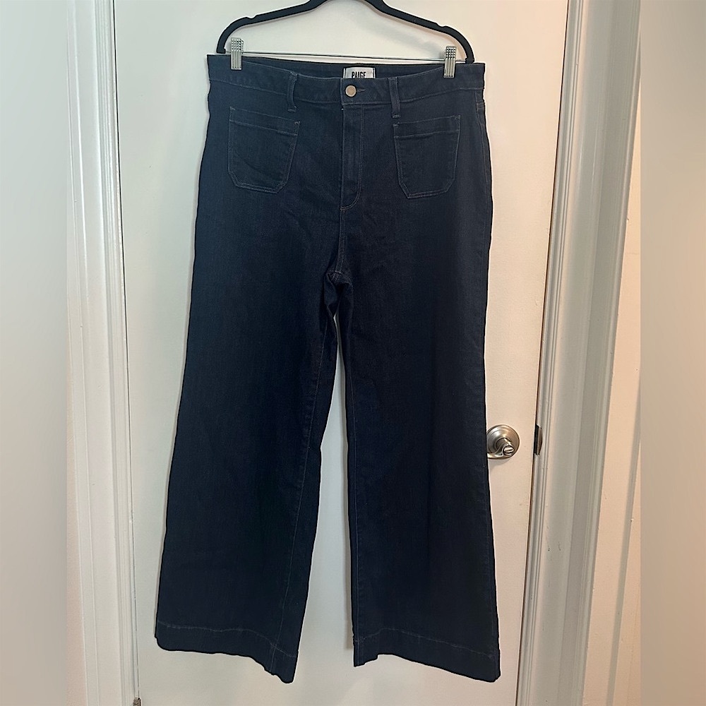 PAIGE denim dark wash wide leg jeans